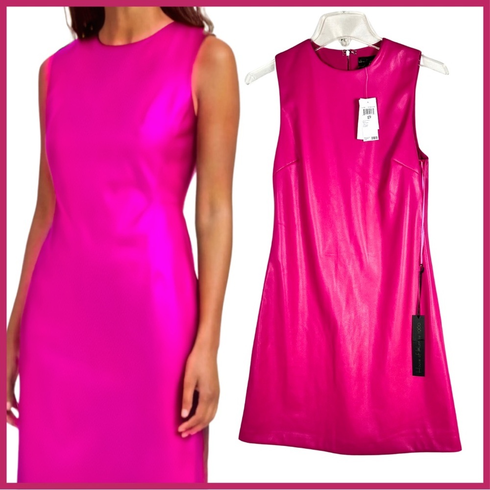 XS - NWT - House of Harlow Pink Faux-Leather Sheath Dress